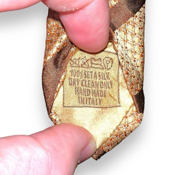 Brioni Brown & Gold Stripes Grenadine 100% Italian Silk Tie - Picture 6 of 6